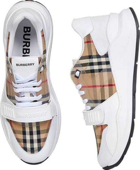 burberry heren schoenen|Leather Stock Sneakers in White .